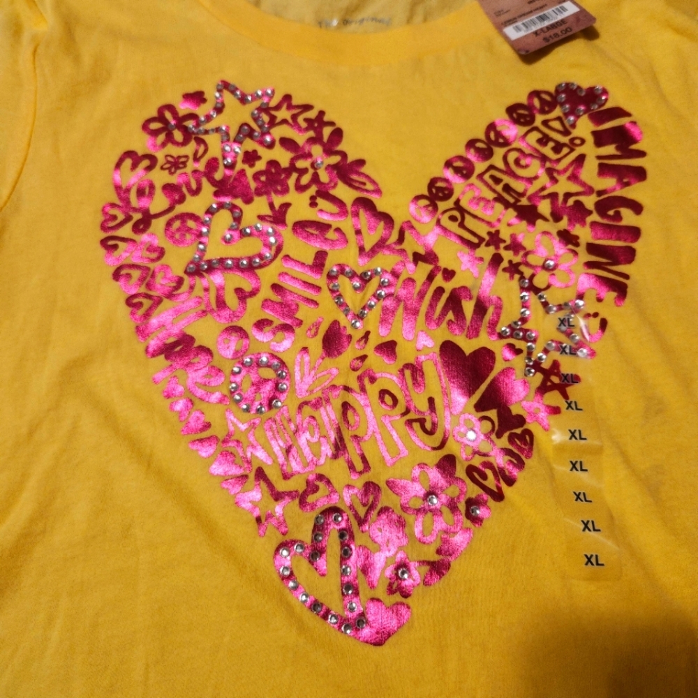 Arizona Yellow Pink Heart Happy Smile Wish Peace Top - Picture 4 of 8